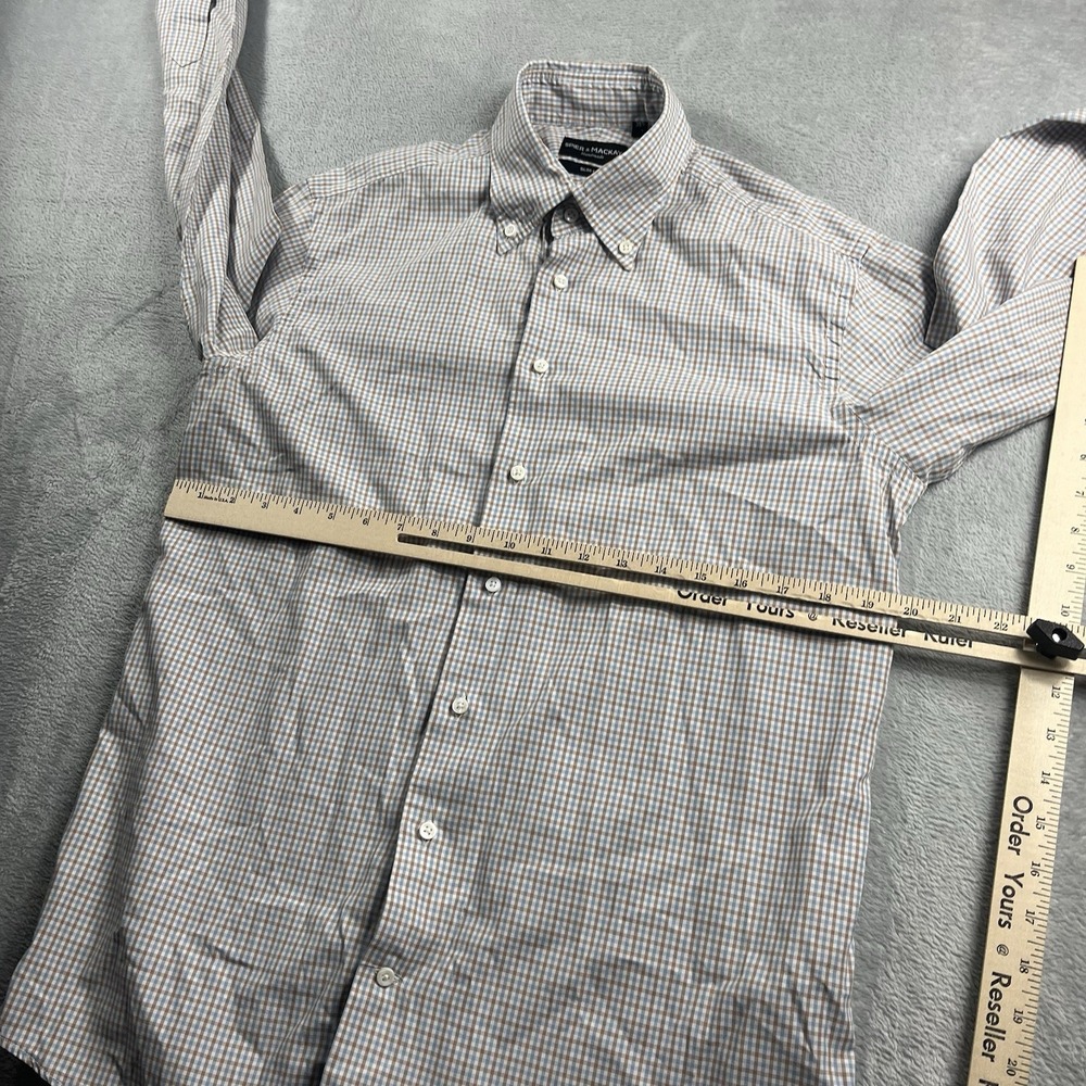Spier Mackay Men Shirt 35.5 Blue Orange Check Button Up Long Sleeve Slim Fit - Picture 4 of 8